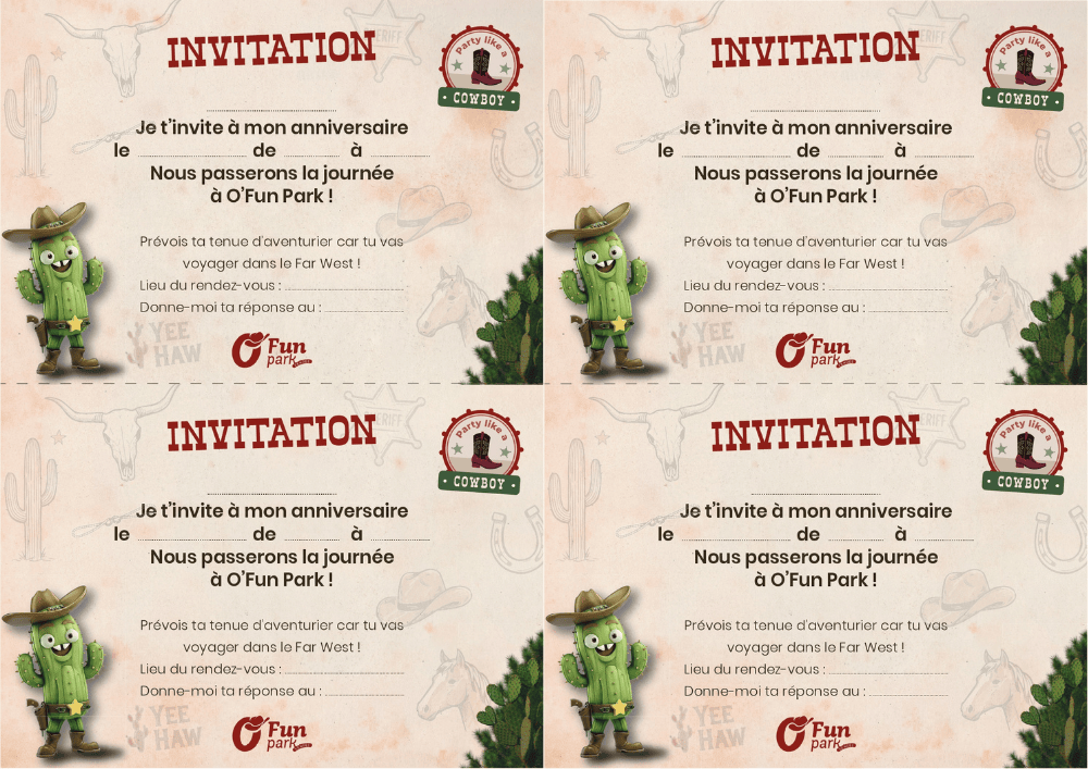 carton invitation anniversaire O'Fun Park