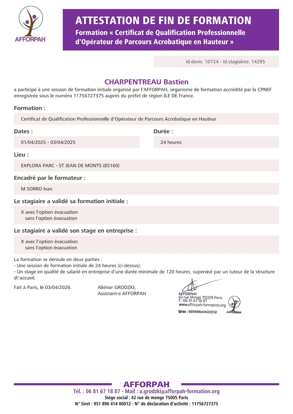 diplome BNSSA