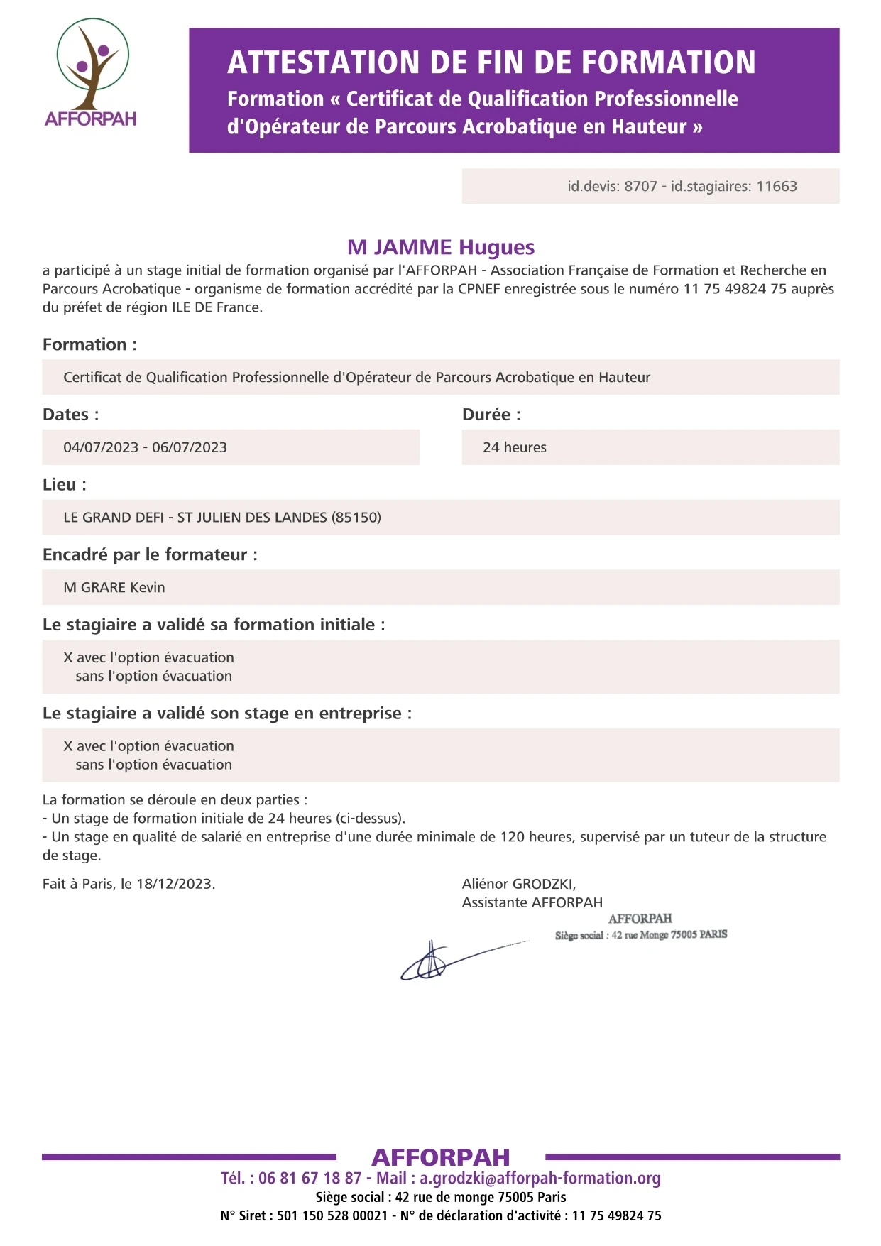 diplome BNSSA
