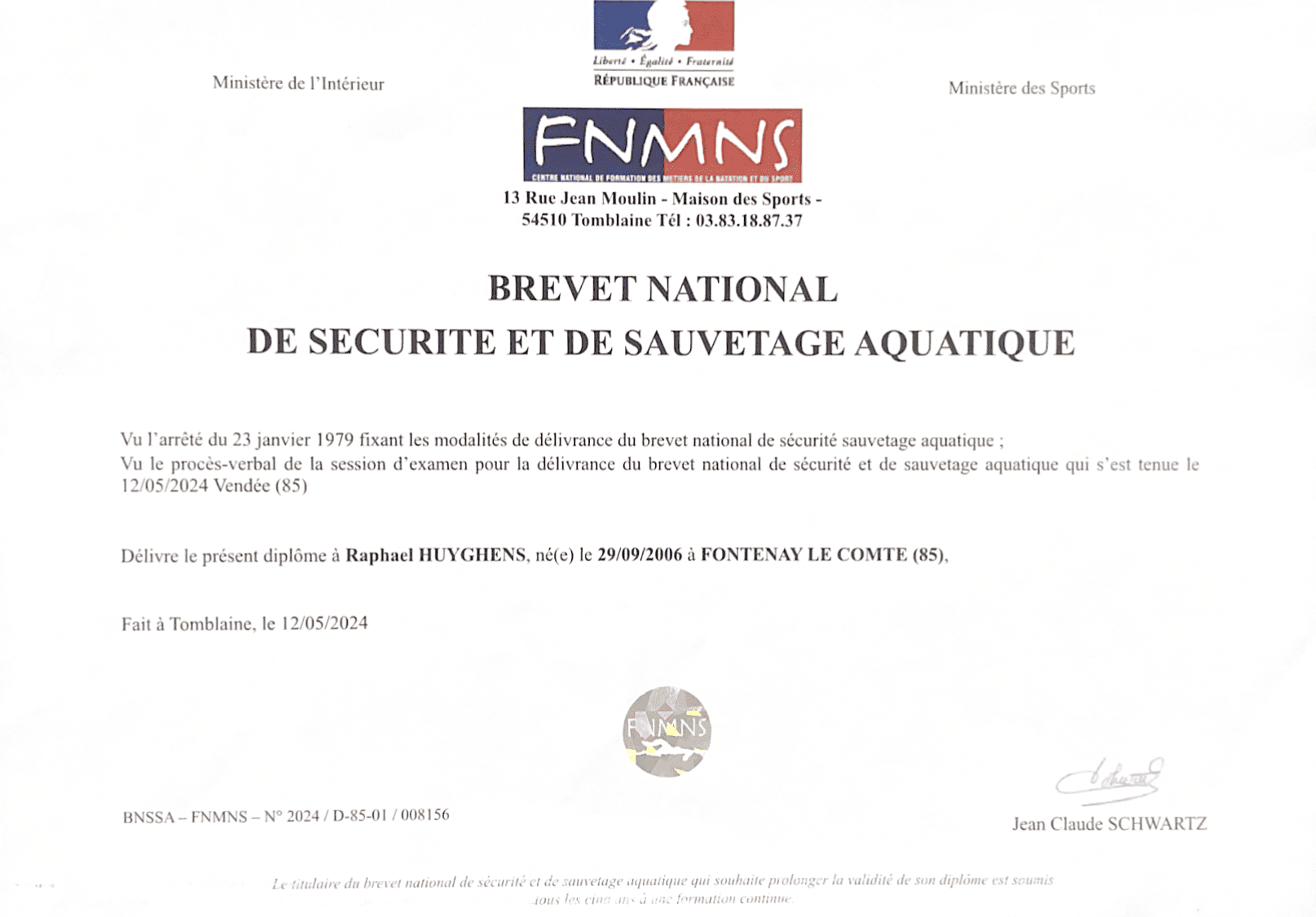 diplome BNSSA